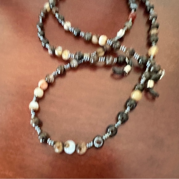 Earth tone eyeglass chain, natural banded agate beads - Picture 2 of 6